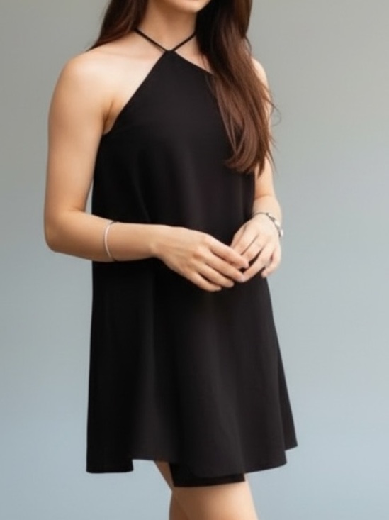 Zara Dresses & Skirts - Zara Halter Neck Dress with Built-In Shorts Black